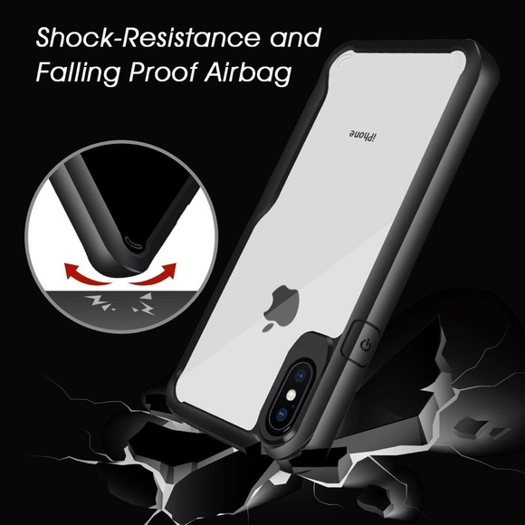 NEW Case for iPhone X Clear Case Premium TPU Hard PC Clear Back Matte Black - Picture 6 of 6